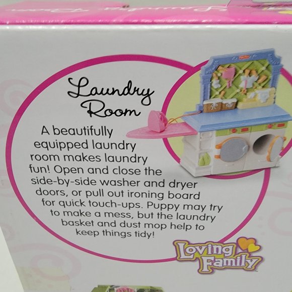 New Fisher Price Loving Family Dollhouse Laundry Room Furniture Washer Dryer Dog - Picture 8 of 10